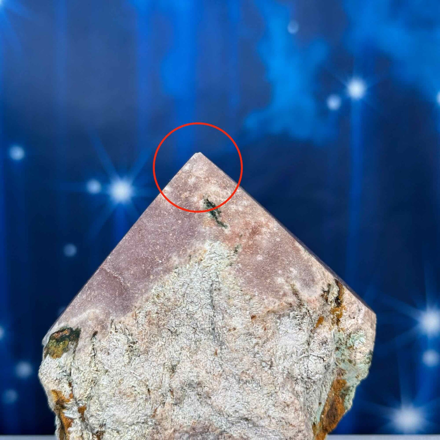 Pink amethyst top polish - 2 7/8" × 1 3/4" × 3" - 9.8 oz