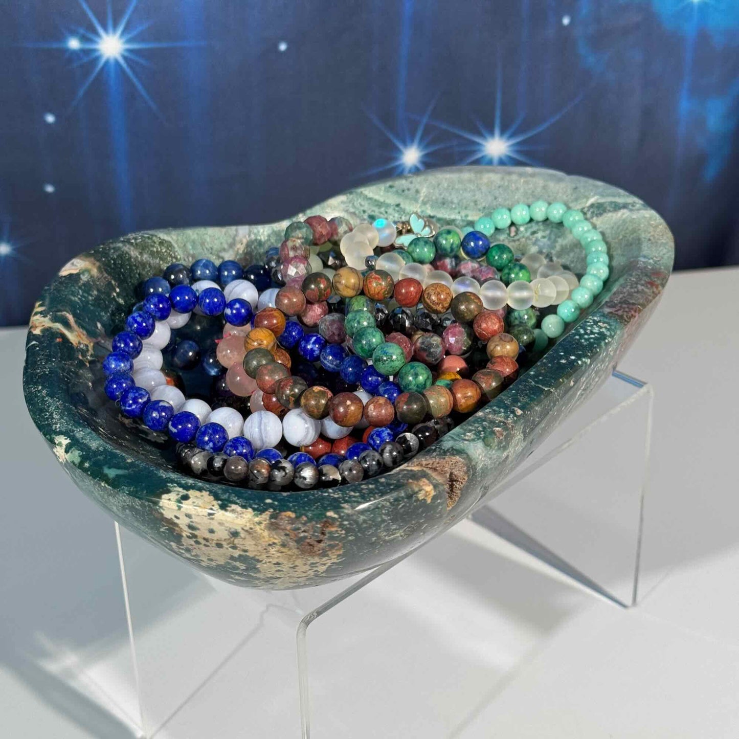 Sea jasper bowl - 8" × 6 1/8" × 1 5/8" - 1 lb 10.5 oz