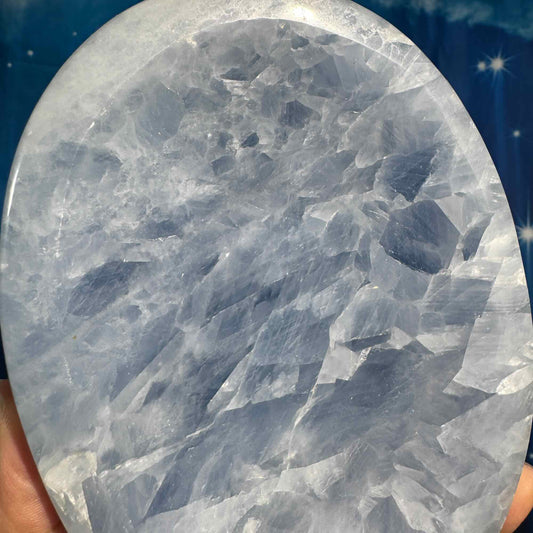 Blue calcite bowl - 6 1/8" × 4 5/8" × 1 1/4" - 1 lb 2.1 oz