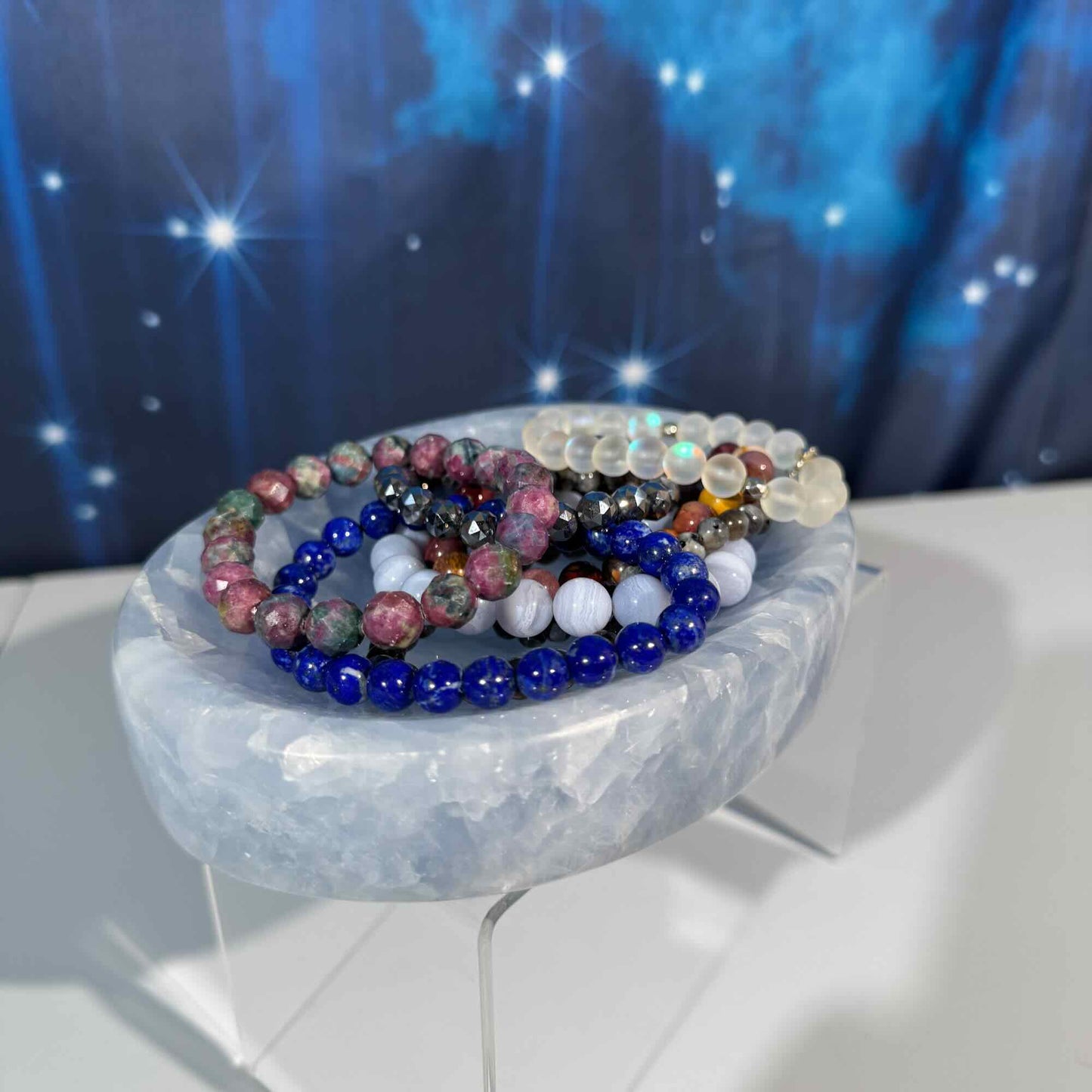 Blue calcite bowl - 6 1/8" × 4 5/8" × 1 1/4" - 1 lb 2.1 oz