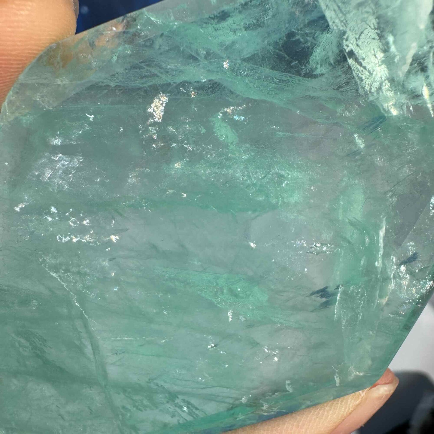 Green Fluorite Rhombus with Stand – 0.215 kg