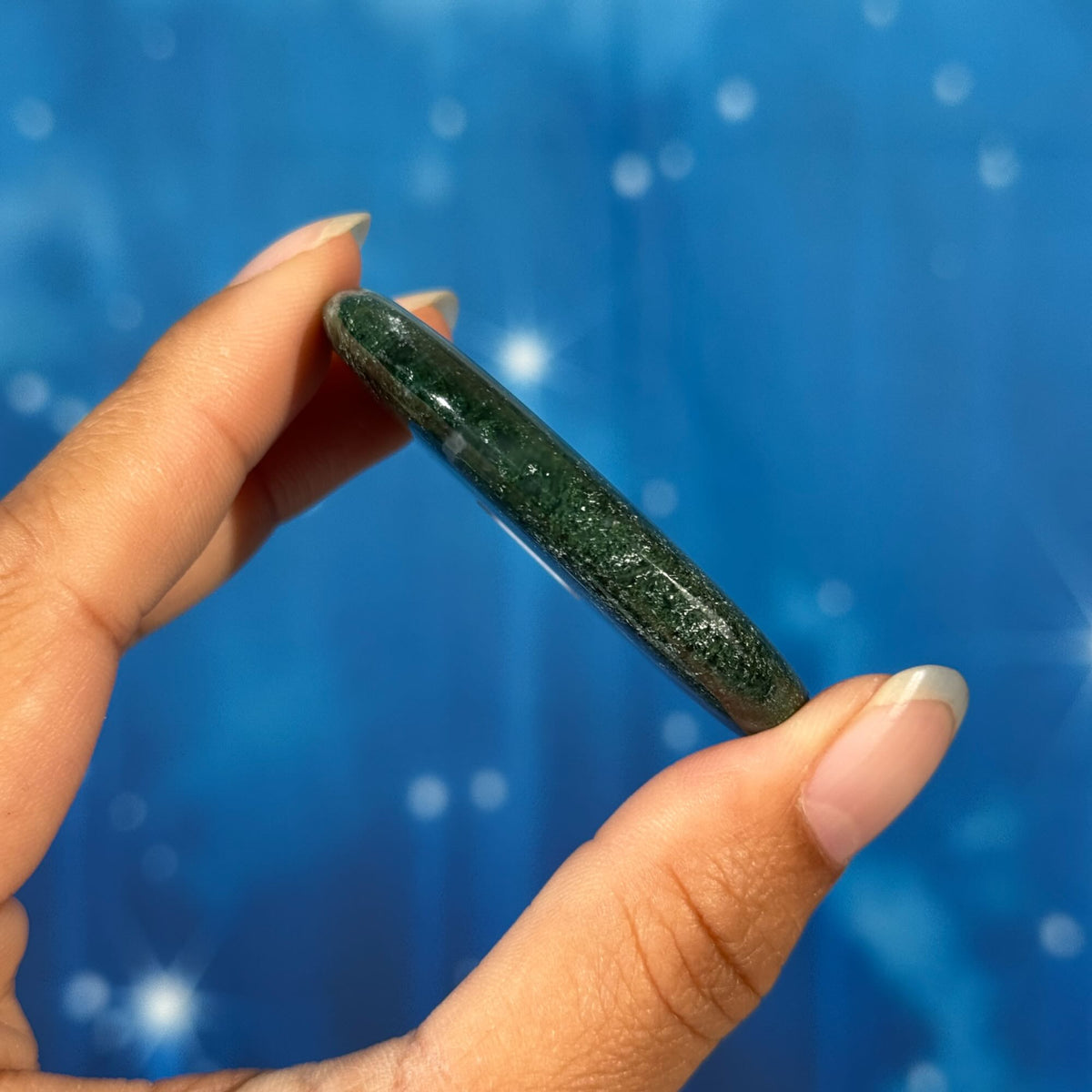 Moss Agate Flat Palmstone – 0.032 kg
