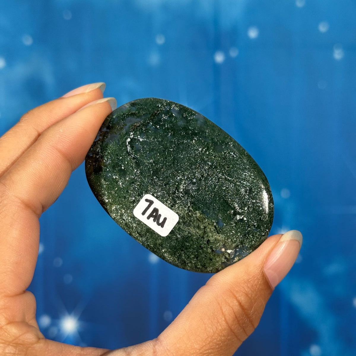 Moss Agate Flat Palmstone – 0.031 kg