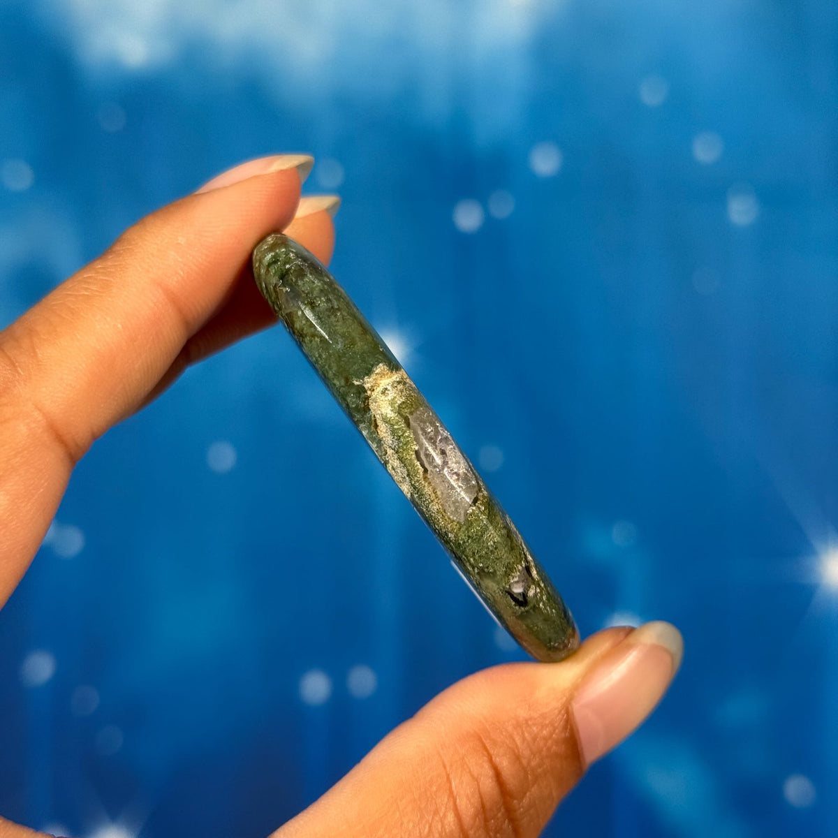 Moss Agate Flat Palmstone – 0.039 kg