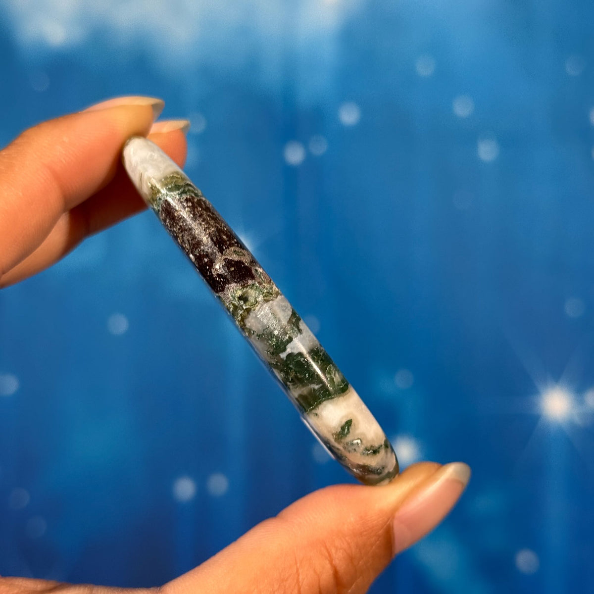 Moss Agate Flat Palmstone – 0.048 kg