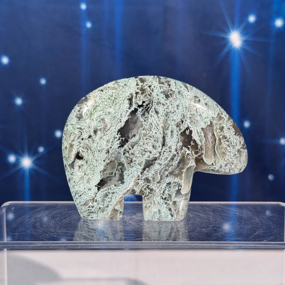 Moss Agate Bear – 0.147 kg