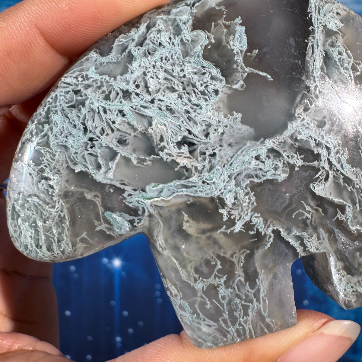 Moss Agate Bear – 0.147 kg