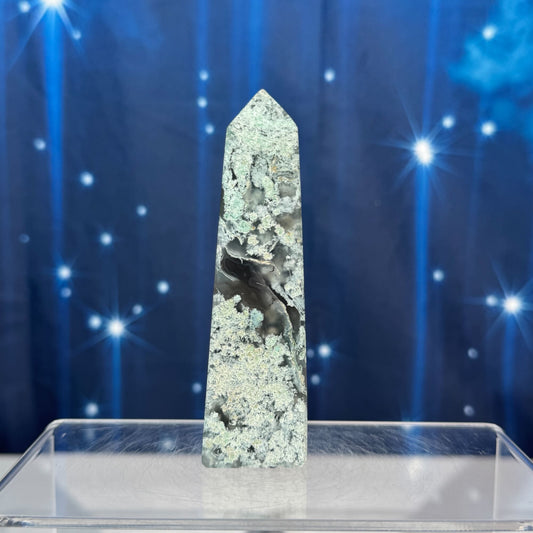 Moss Agate Obelisk – 0.136 kg