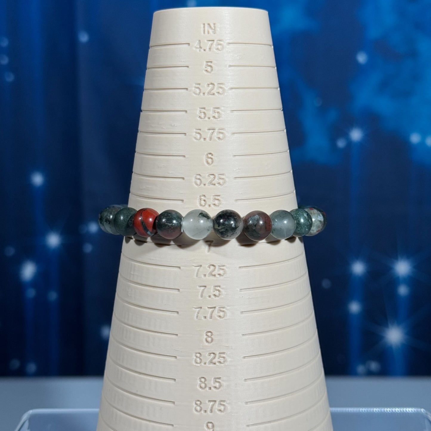 One (1) African Bloodstone bracelet – stretchy | 8mm beads
