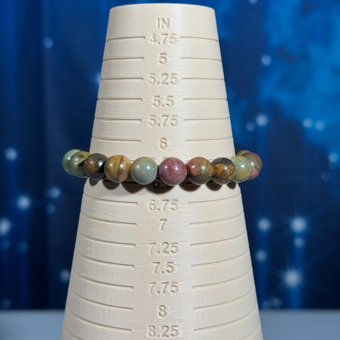 One (1) Cherry Creek Jasper bracelet – stretchy | 8mm beads
