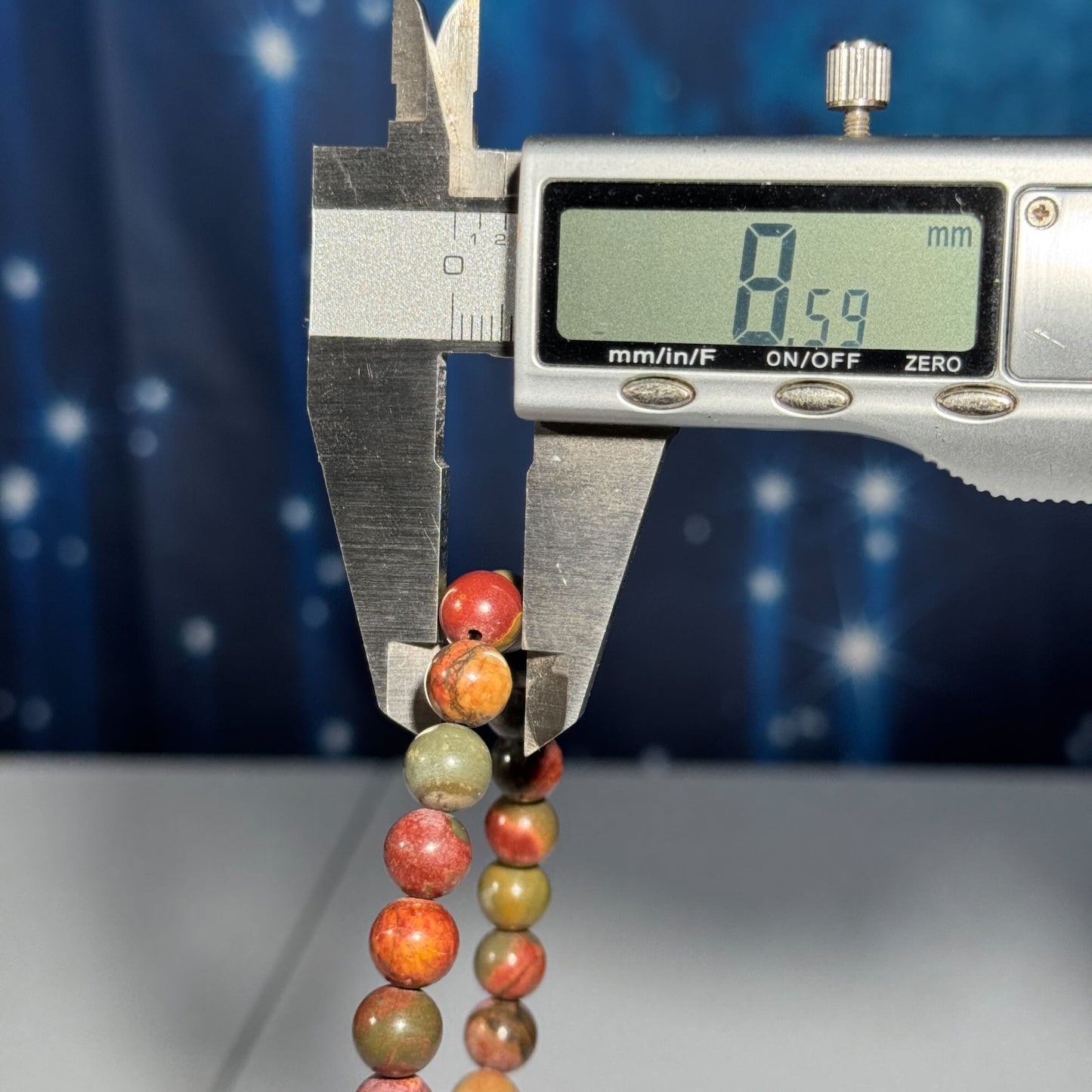 One (1) Cherry creek jasper bracelet – 8mm beads, fits 6.5" wrist