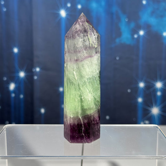 Rainbow fluorite point - 1 1/8" × 1 1/8" × 4 1/8" - 5.9 oz - watermelon fluorite