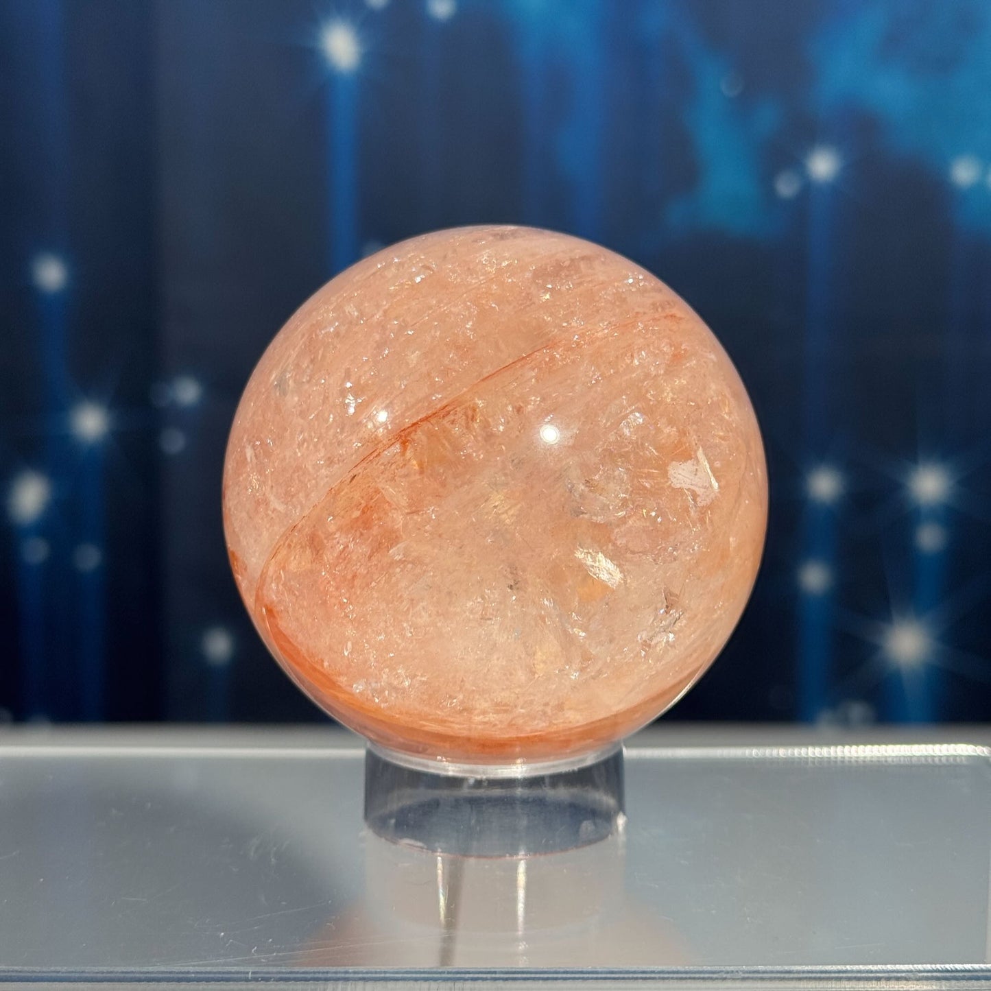 Fire Quartz sphere | Hematoid sphere | Rainbow filled