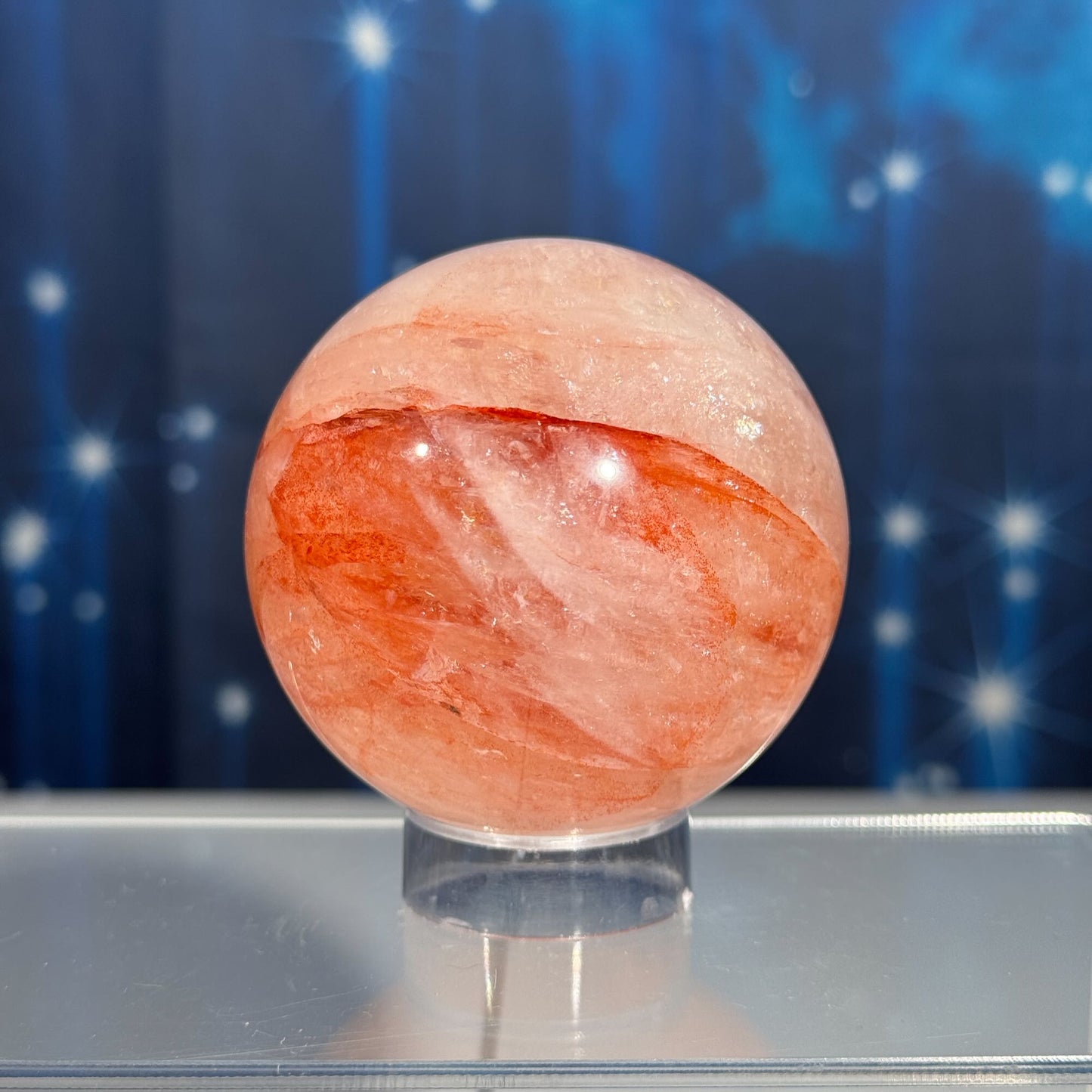 Fire Quartz sphere | Hematoid sphere | Rainbow filled