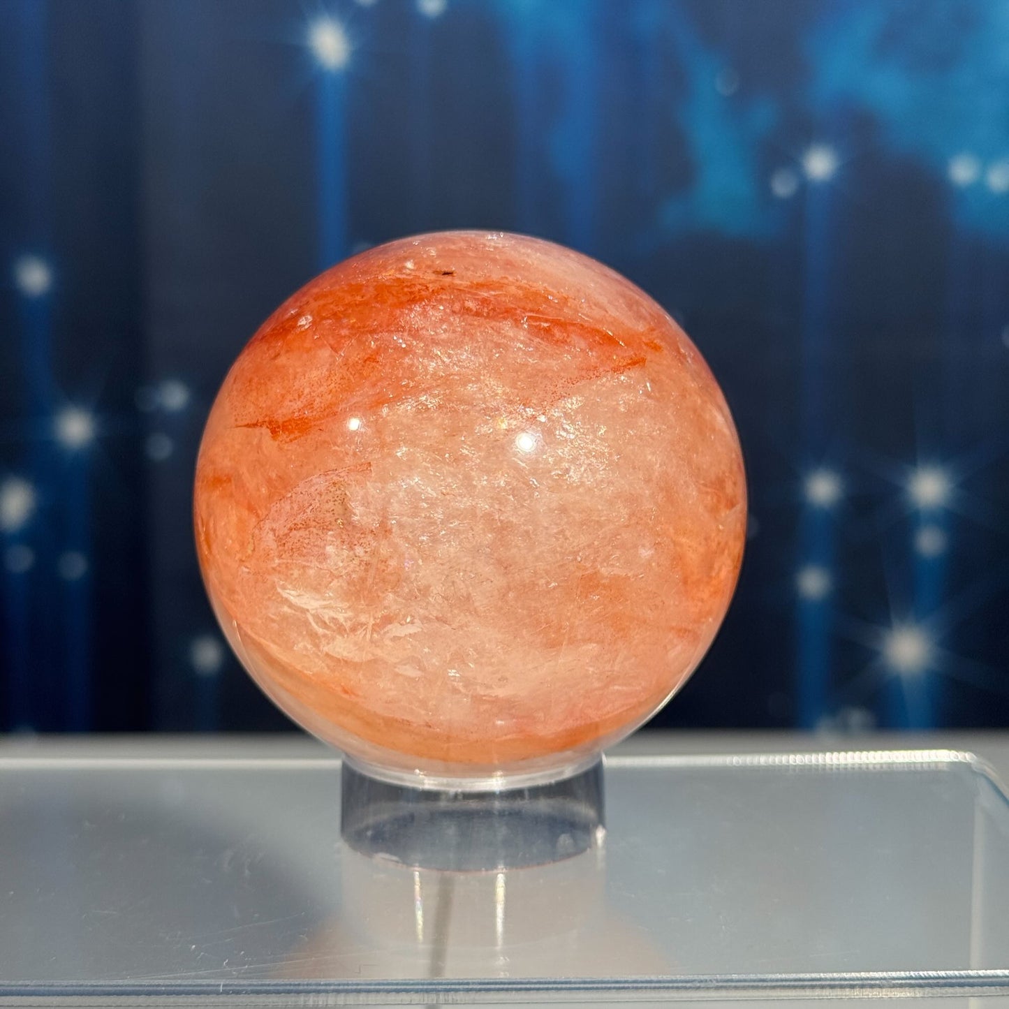 Fire Quartz sphere | Hematoid sphere | Rainbow filled