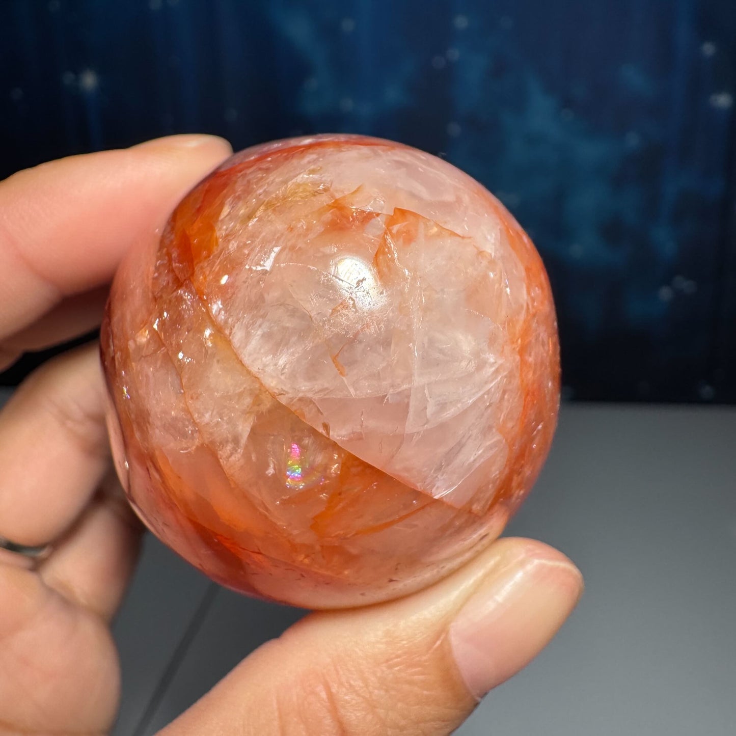 Fire Quartz egg | Hematoid egg | rainbow filled