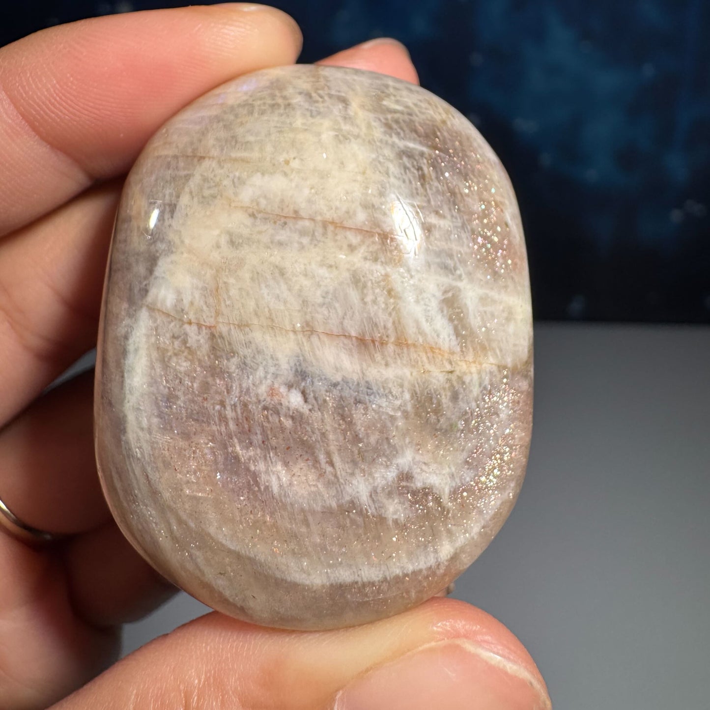 Belomorite palm stone | Russian Moonstone