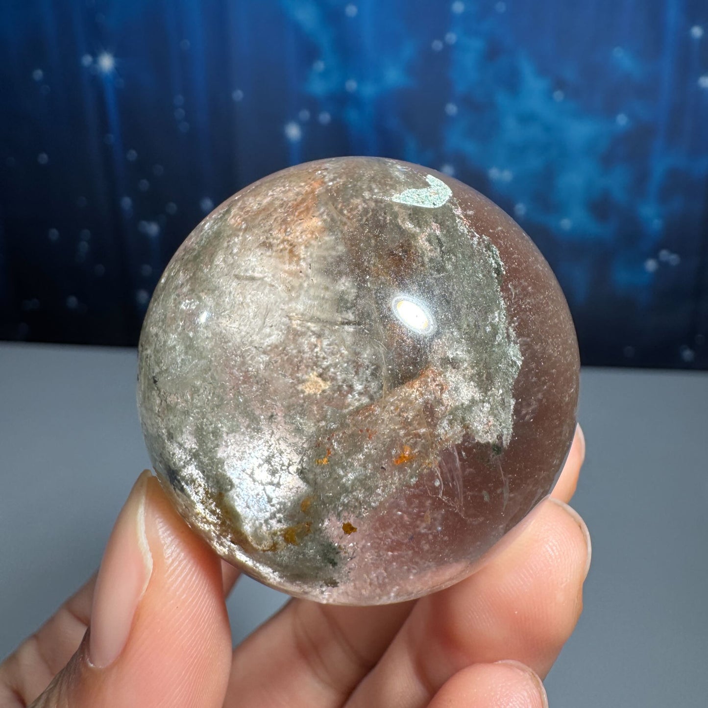 Lodolite sphere–small | Garden Quartz