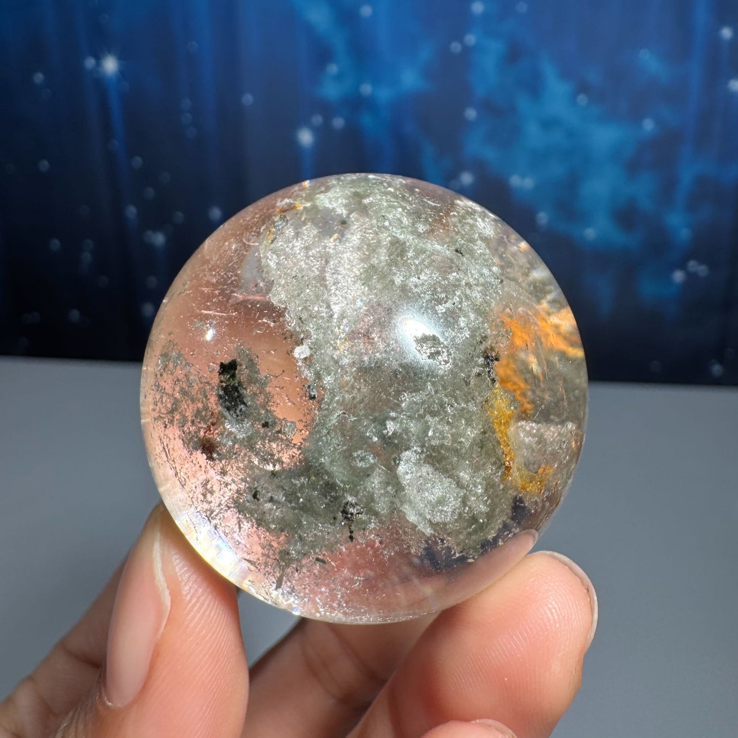 Lodolite sphere–small | Garden Quartz