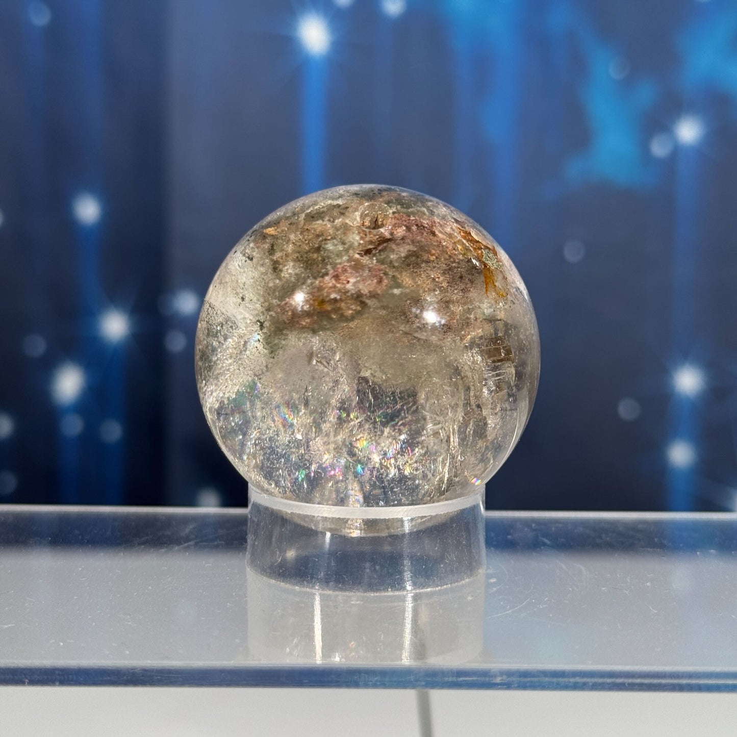 Lodolite sphere–small | Garden Quartz | lots of rainbows