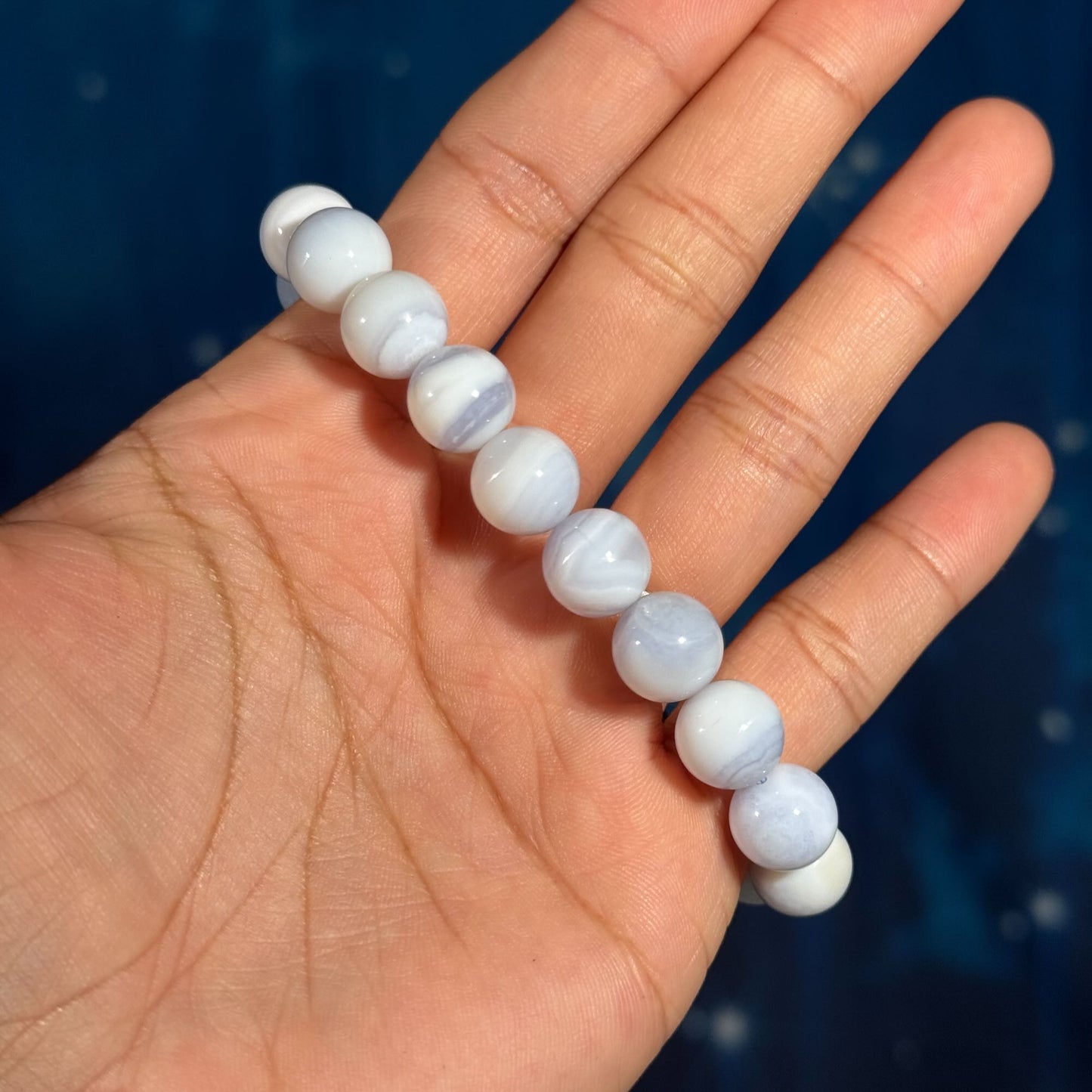One (1) Blue Lace Agate bracelet | stretchy | 10mm beads