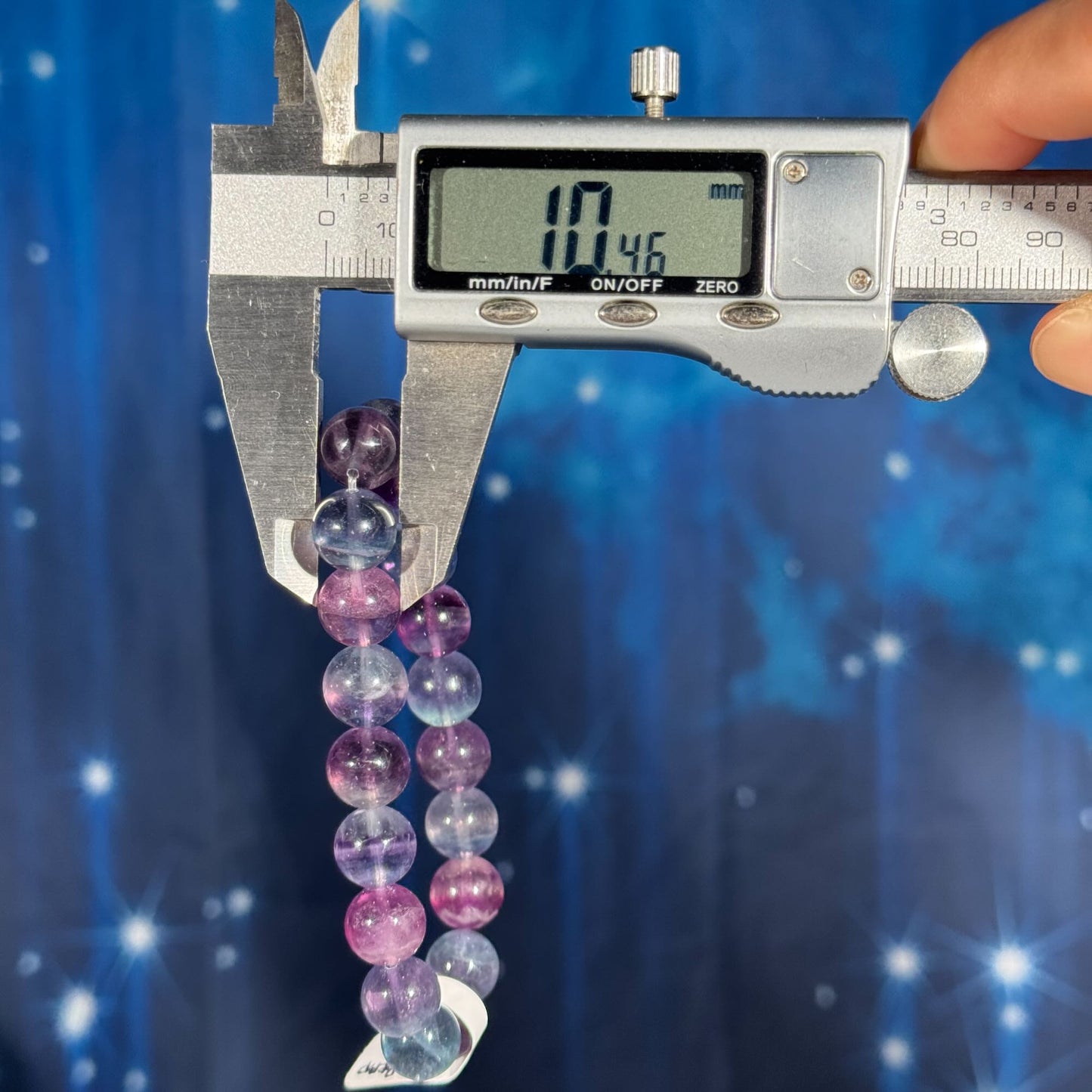 One (1) Rainbow fluorite bracelet - 10mm beads - fits 6.75" wrist - candy fluorite