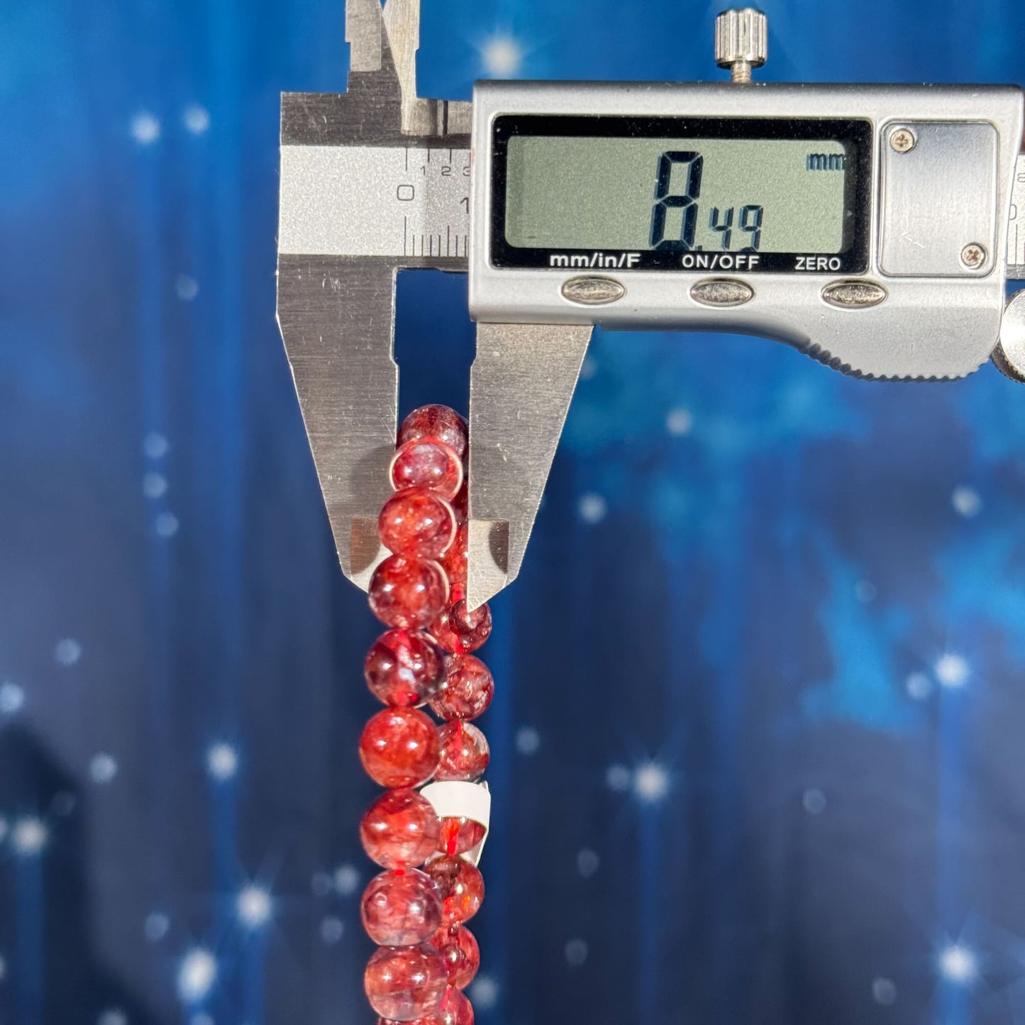 One (1) Fire Quartz bracelet - 8mm beads, fits 6.25" wrist