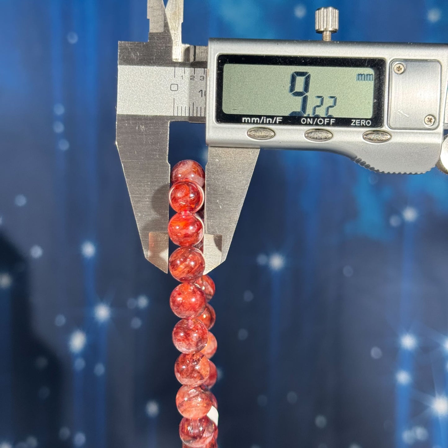 One (1) Fire Quartz bracelet - 9mm beads, fits 6.5" wrist