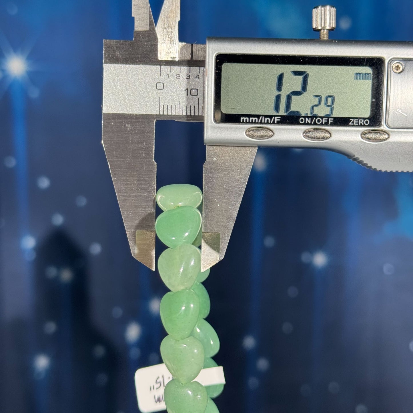 One (1) Green Aventurine heart bracelet - 12mm bead length - fits 6.5" wrist