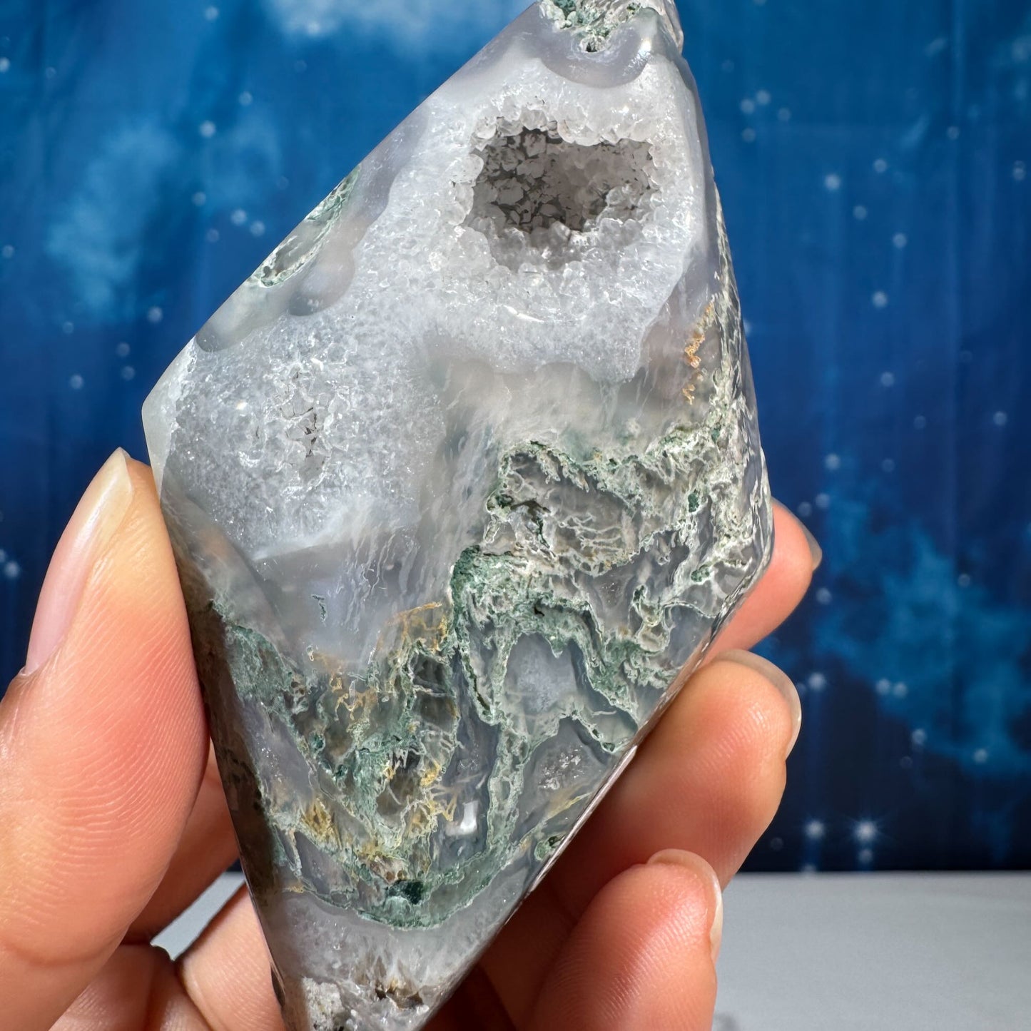 Moss Agate Rhombus – 0.130 kg