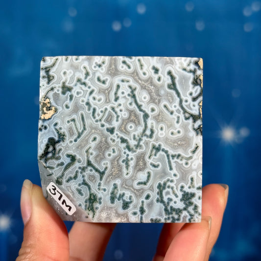 Moss Agate Cube – Corner-Standing • 0.405 kg
