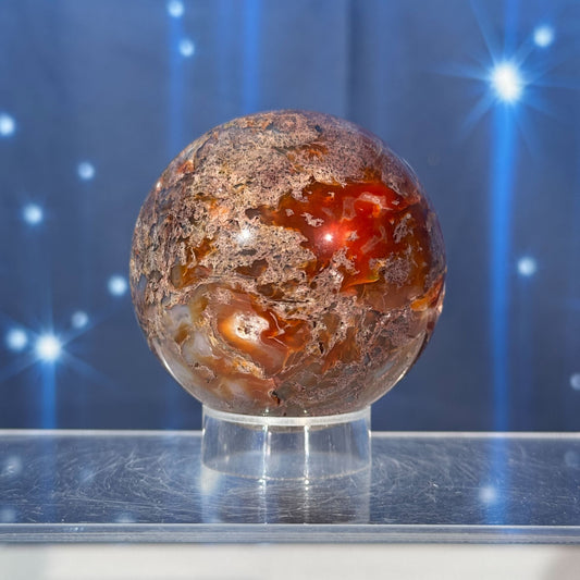 Carnelian Moss Agate Sphere – 0.283 kg