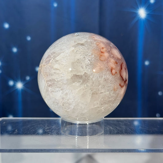 Flower Agate in Quartz Sphere – 0.414 kg