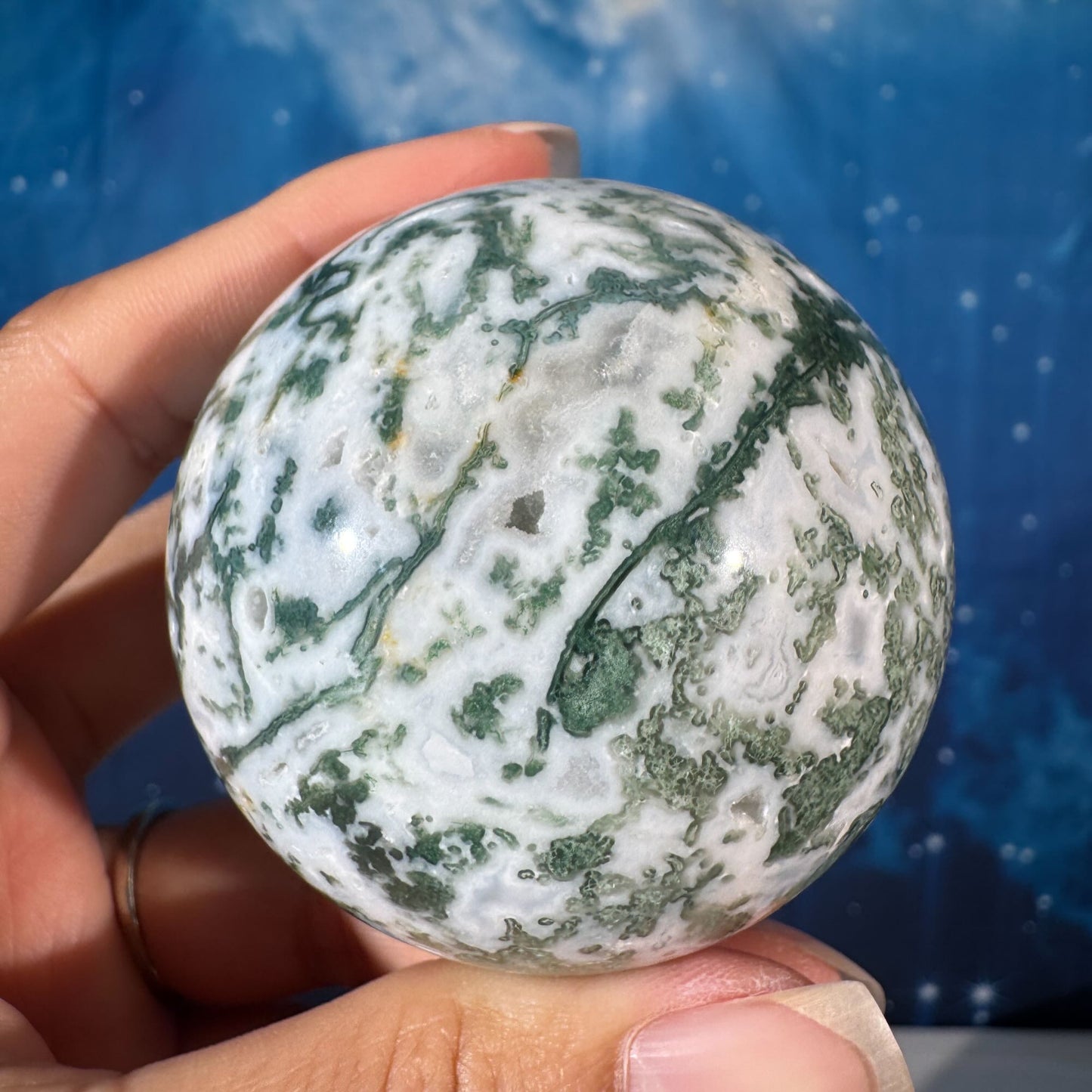 Moss Agate Sphere – 0.272 kg
