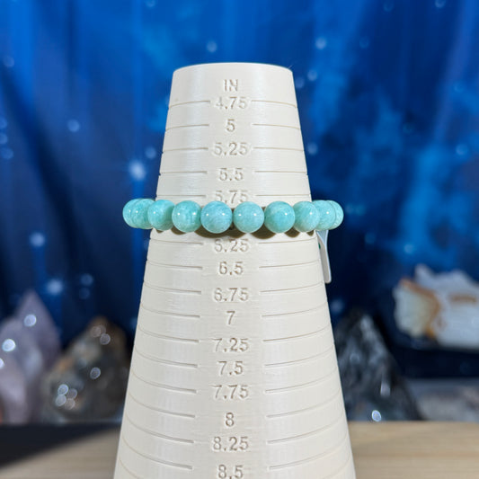 One (1) Amazonite bracelet - 8mm beads - fits 6" wrist