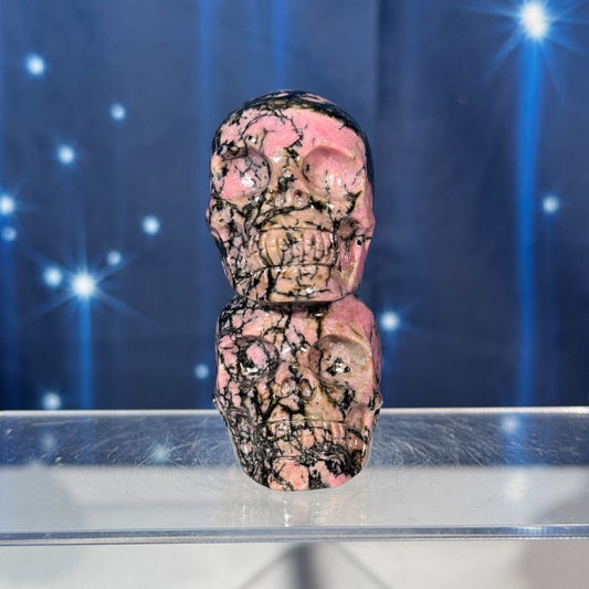 Pink Rhodonite Skull – Stacked • 0.238 kg