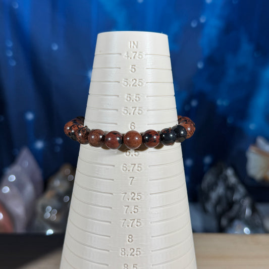 One (1) Mahogany Obsidian bracelet - 8mm beads - fits 6.25" wrist