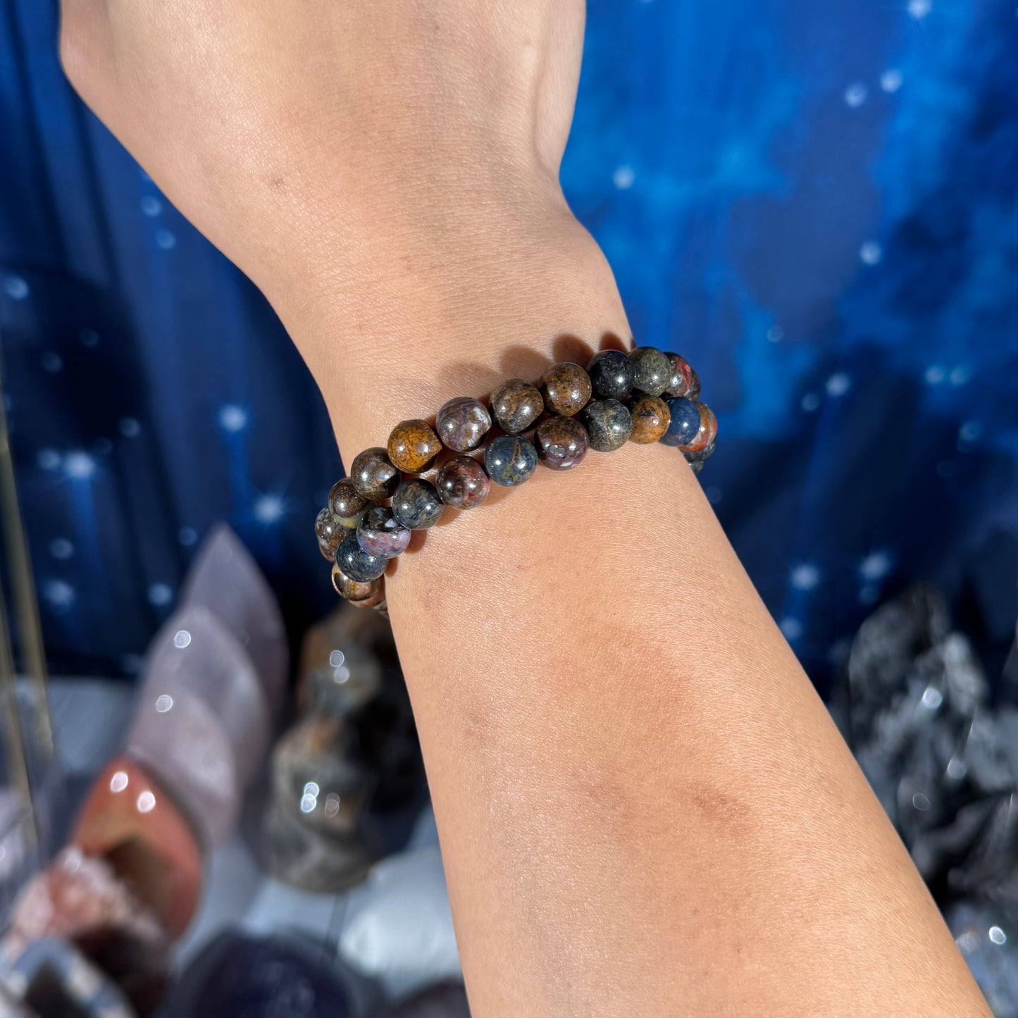 One (1) Pietersite bracelet - 8mm beads - fits 6.75" wrist