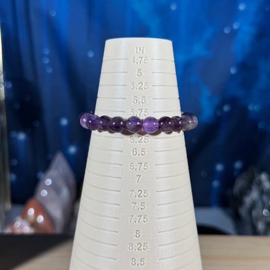 One (1) Purple fluorite bracelet - 8mm beads - fits 6" wrist