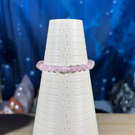 One (1) Rose Quartz bracelet - 6mm bead - fits 6.25" wrist