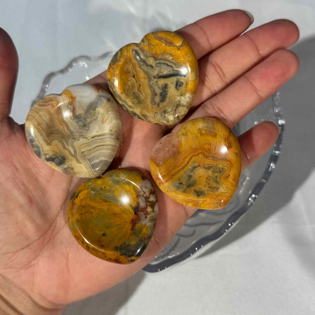 One (1) Crazy Lace Agate Heart Worry Stone – 0.017 kg