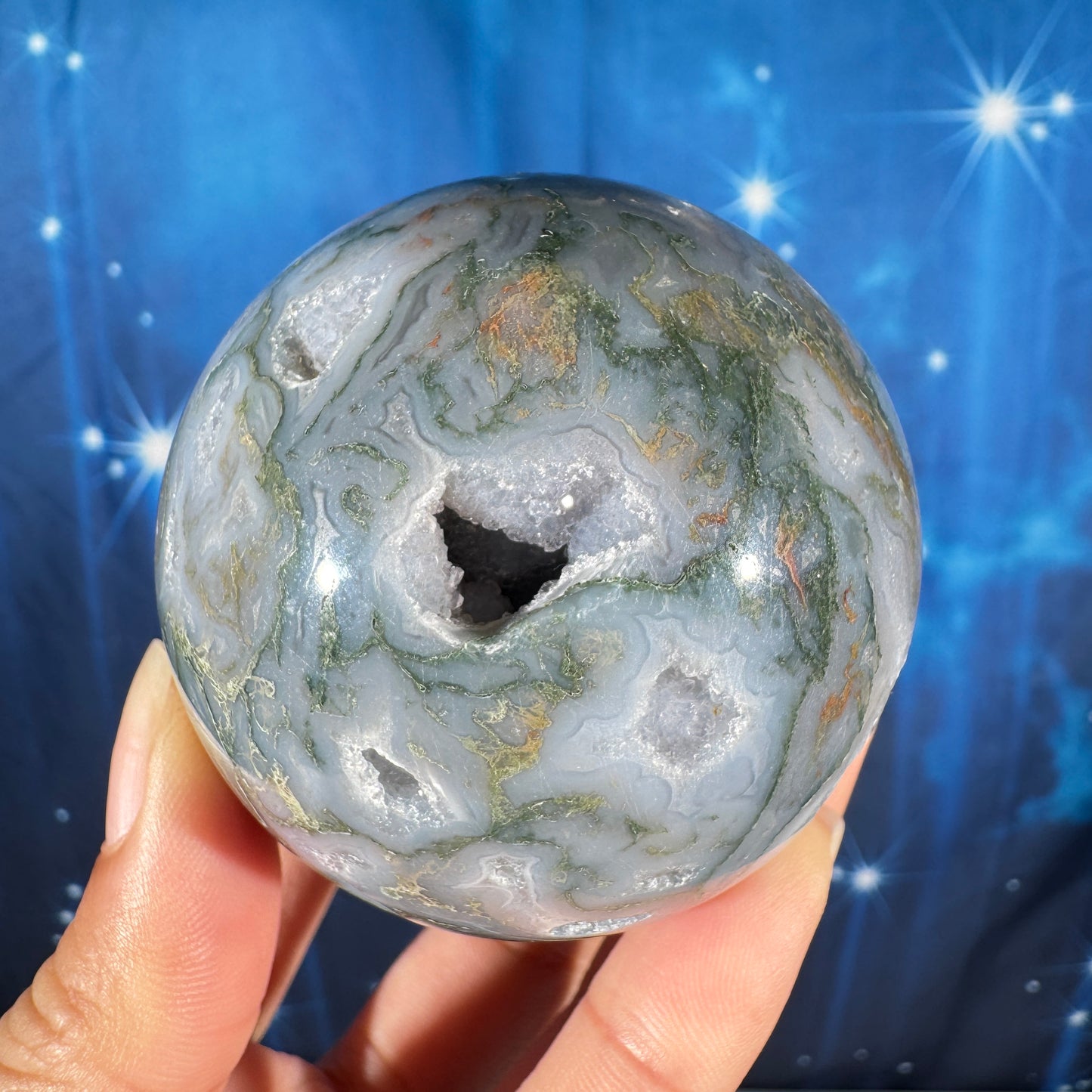 Moss Agate sphere - 61 mm - 10.4 oz