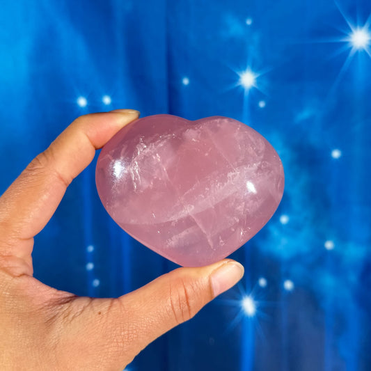 Rose Quartz heart – 3″ × 1 1/4″ × 2 1/2″ - 7.4 oz