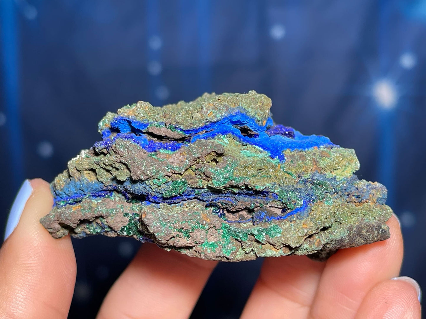 Azurite and Malachite specimen | 2 1/2" long | 73 grams | deep blue Azurite