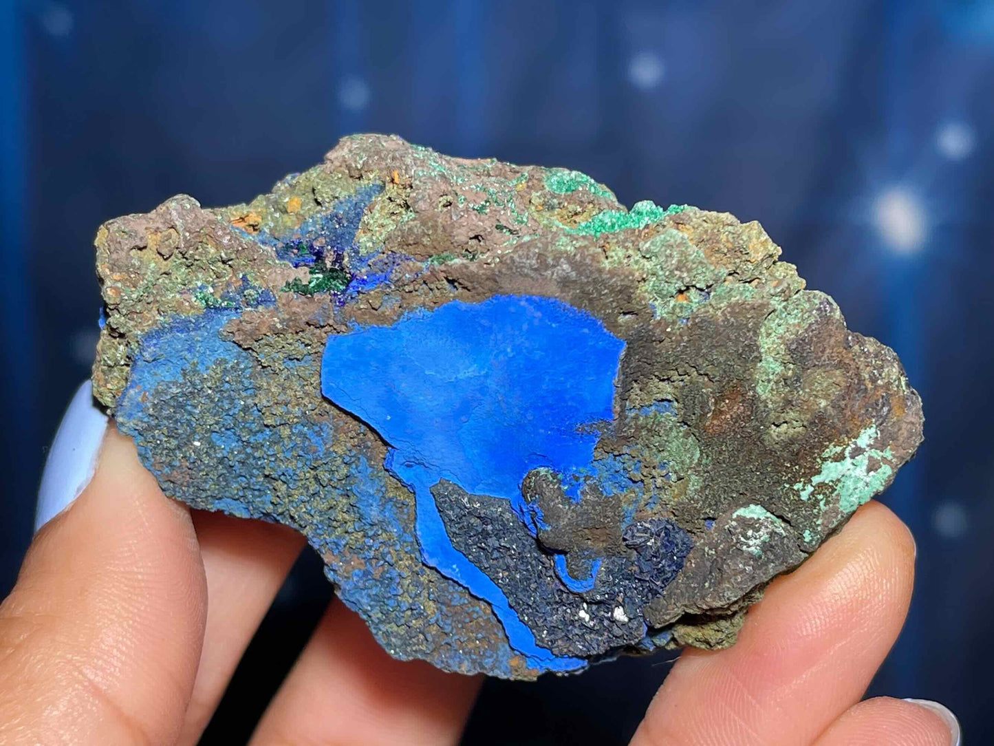 Azurite and Malachite specimen | 2 1/2" long | 73 grams | deep blue Azurite