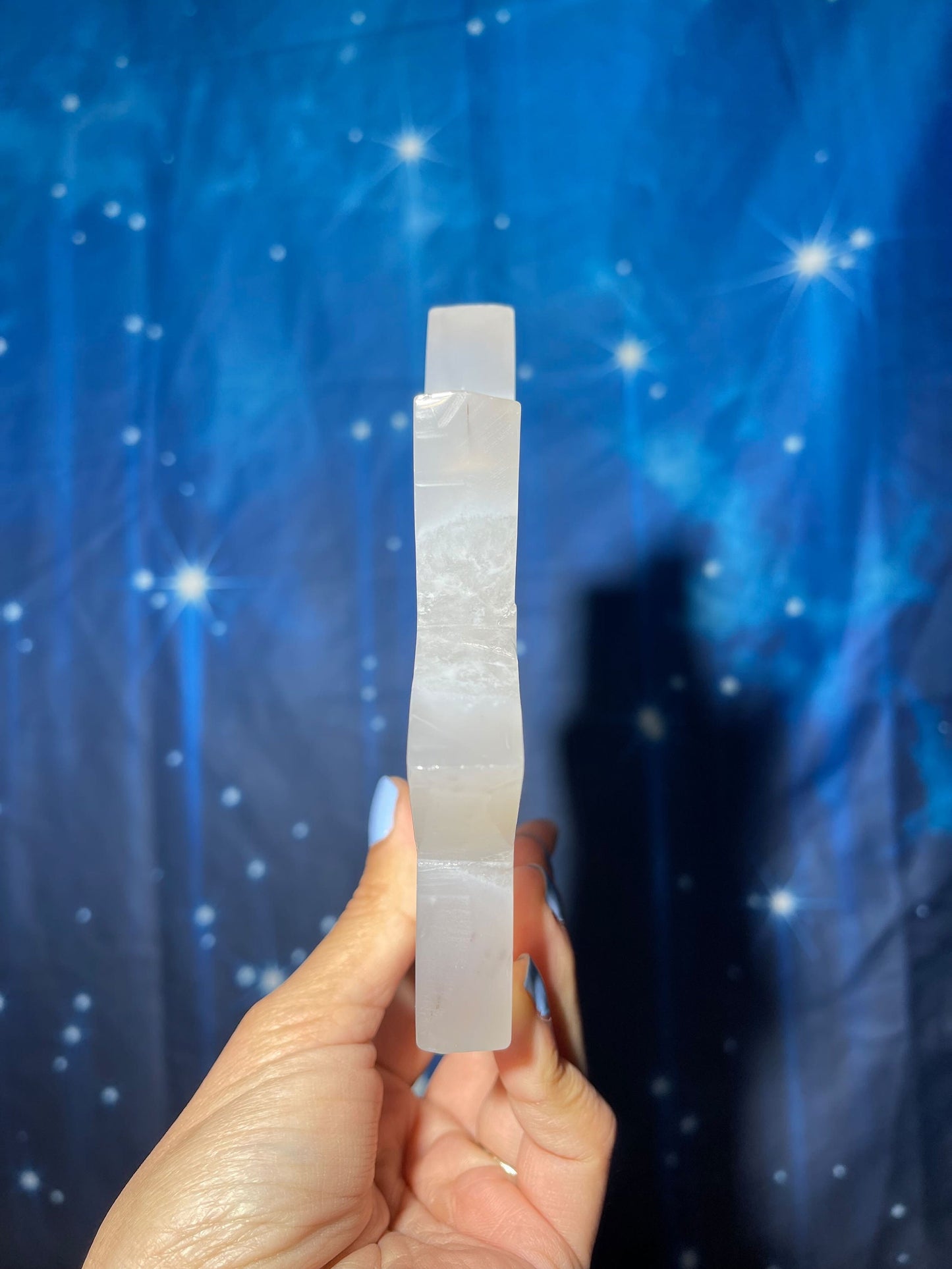 Druzy Agate sun carving | 5 3/4ā long | 374 grams | Dendritic inclusion