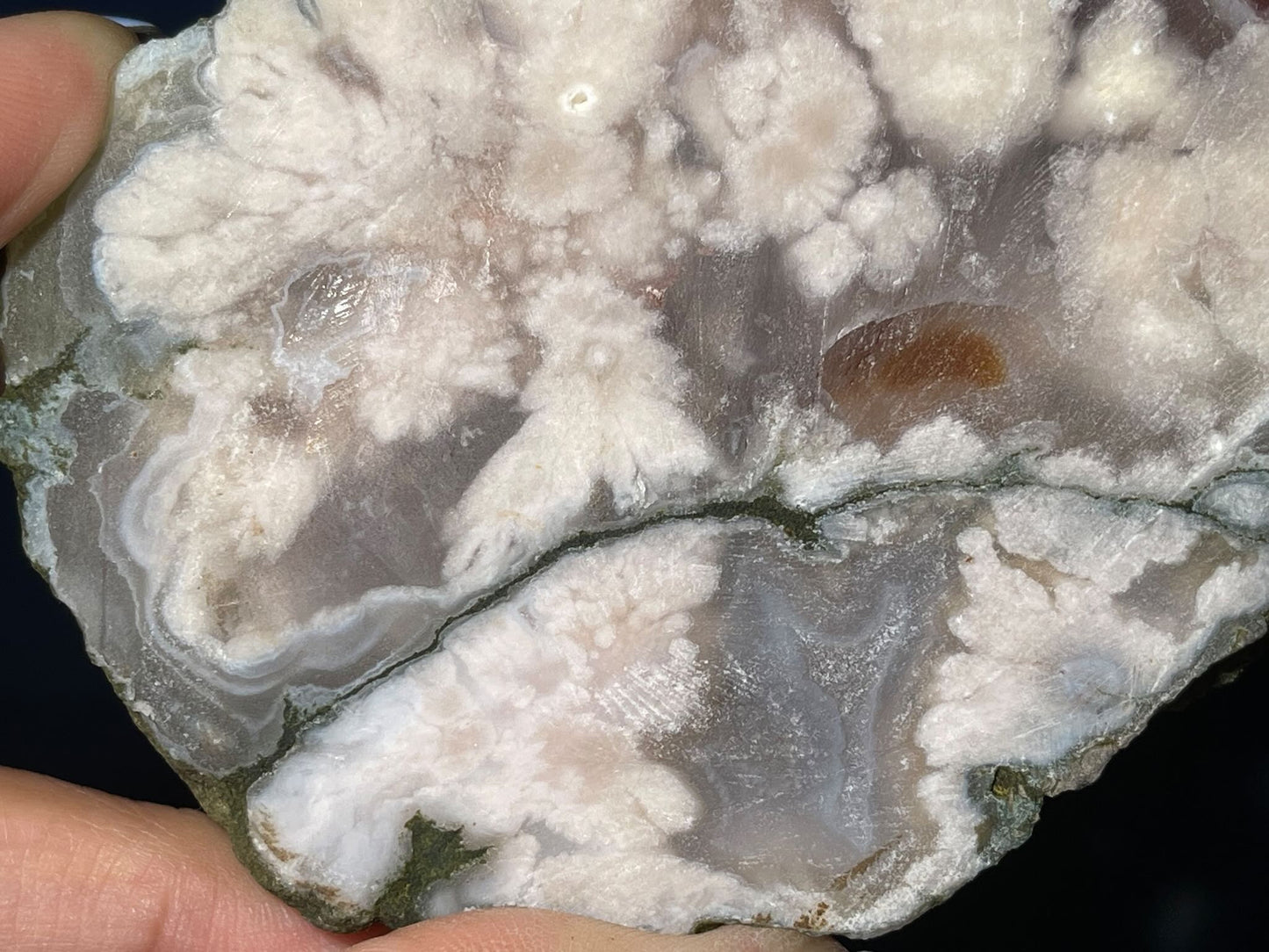 Unpolished Flower Agate slab | 4 1/8” long | 206 grams | matte look | NOT self-standing