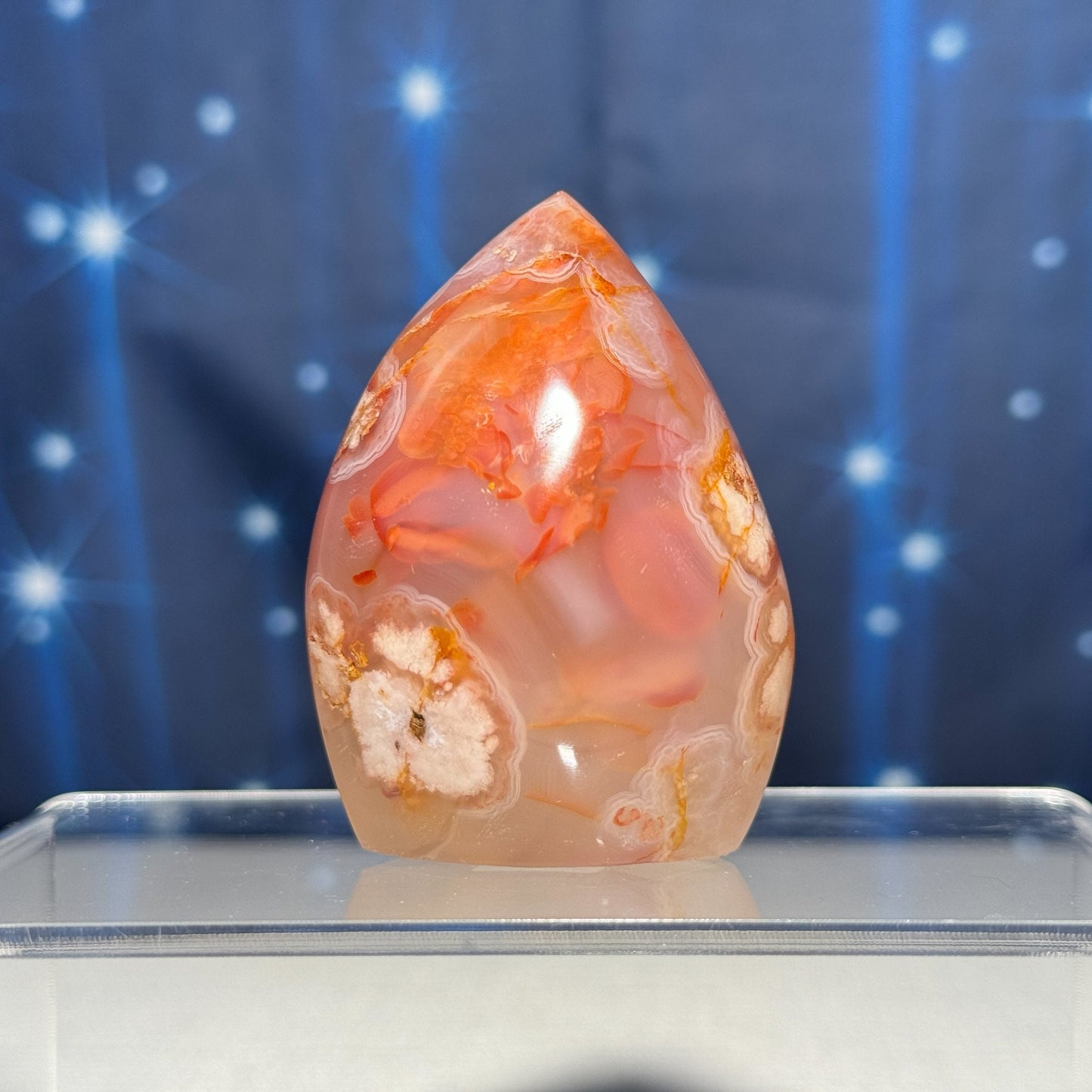 Flower Agate free form | 2 1/2" tall | 144 grams | gorgeous Flower Agate flame | red Flower Agate | pink Flower Agate | Tucson find