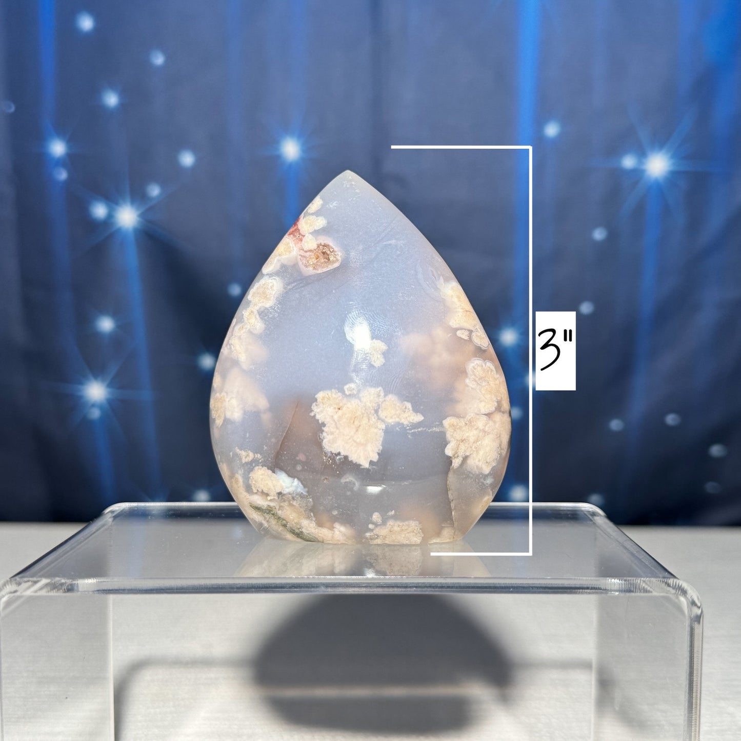blue Flower Agate free form | 3" tall | 186 grams | gorgeous Flower Agate flame | translucent flower agate | Tucson find