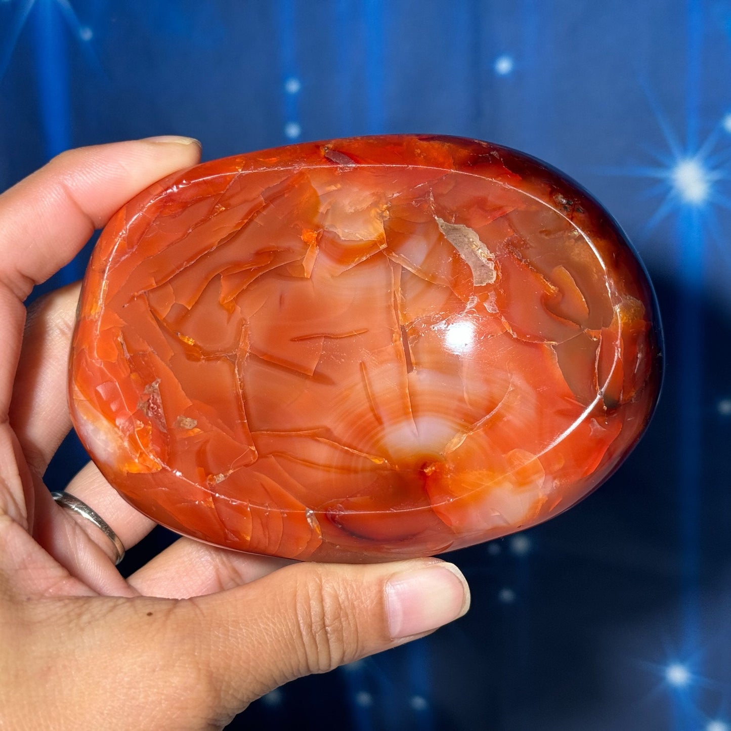 repaired Carnelian bowl | 4 1/4" long | 386 grams